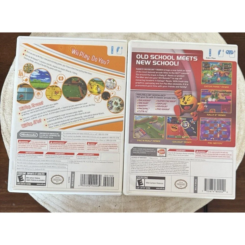 Wii Play And Wii Namco Museum Remix - 2 Game Bundle With Manuals